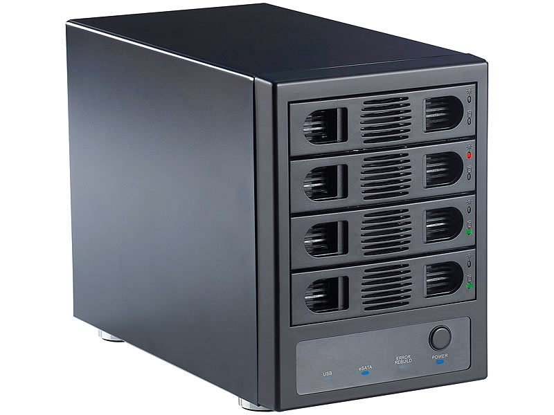 Xystec 4-fach-Festplatten-Gehäuse 3,5"-SATA, USB3.0,RAID (refurbished); Festplatte, Festplatten-Docks, -Adapter & -Gehäuse 